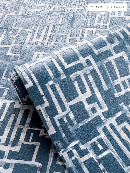 Clarke and Clarke Quadrata Midnight Quadrata Wallpaper Sample (E69375) | £1