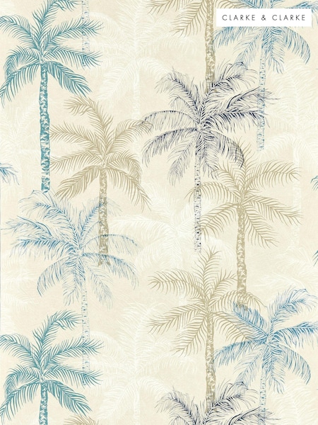 Clarke and Clarke Denim Palmyra Wallpaper Sample (E69378) | £1