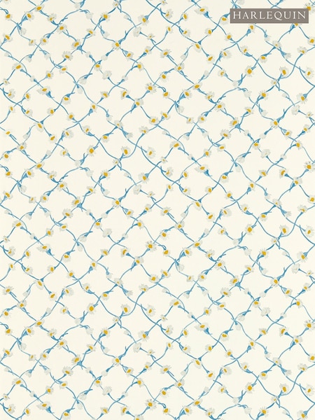 Harlequin Lapis Pearl Daisy Trellis Wallpaper Sample (E69384) | £1