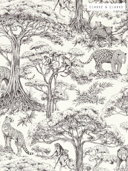 Clarke and Clarke Noir Kisumu Wallpaper Sample (E69393) | £1