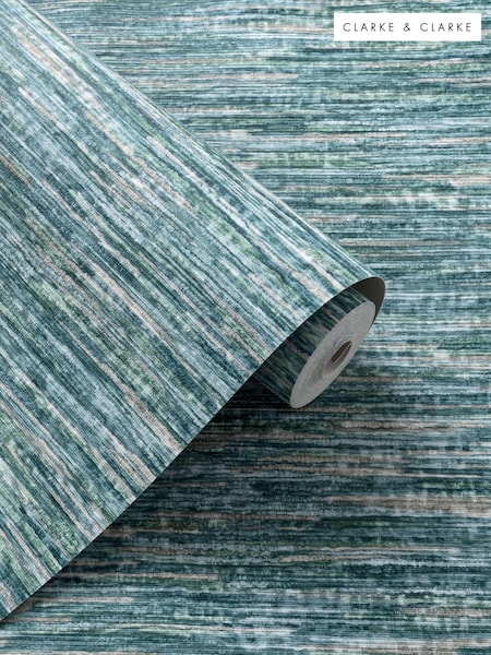 Clarke and Clarke Dritto Teal Dritto Wallpaper Sample (E69396) | £1