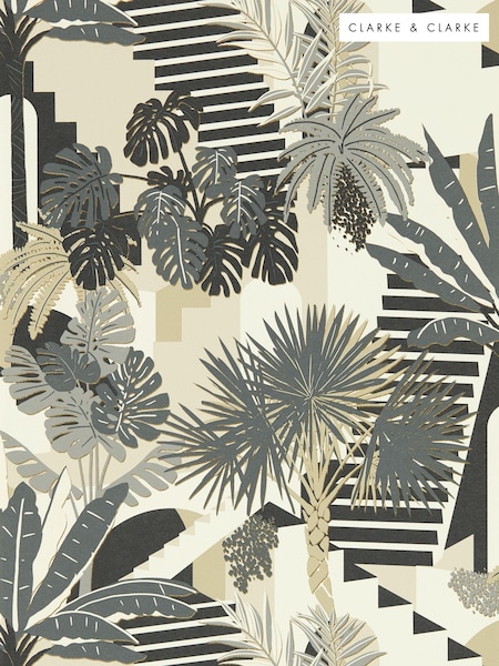 Clarke and Clarke Charcoal Malindi Wallpaper Sample (E69403) | £1