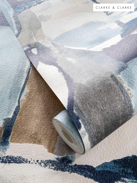 Clarke and Clarke Figura Denim Linen Figura Wallpaper Sample (E69436) | £1