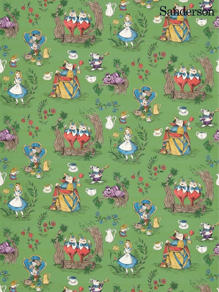 Sanderson Gumball Green Alice In Wonderland Wallpaper Sample (E69446) | £1