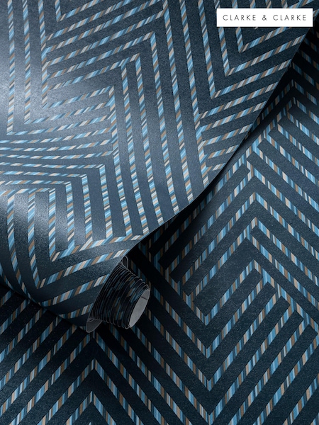 Clarke and Clarke Grassetto Midnight Grassetto Wallpaper Sample (E69473) | £1