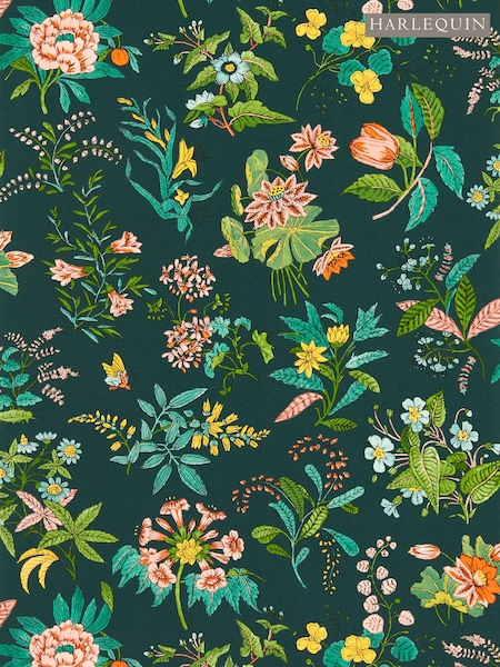 Harlequin Jade Woodland Floral Wallpaper Sample (E69482) | £1