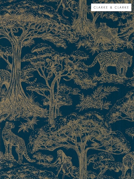 Clarke and Clarke Midnight Luxe Kisumu Wallpaper Sample (E69484) | £1