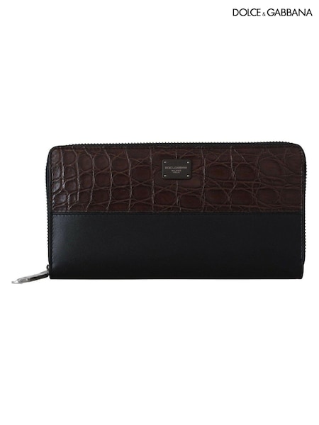Dolce & Gabbana Black Zip Around Continental Clutch Exotic Leather Wallet (E69547) | £800