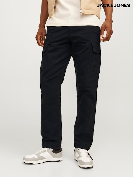 JACK & JONES Black Loose Fit Cargo Trousers (E69630) | £35