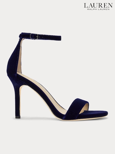 Lauren Ralph Lauren Blue Allie Velvet Strap Heels (E69743) | £159
