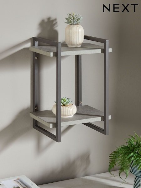 Grey Bronx 2 Tier Narrow Wall Shelves (E69969) | £25