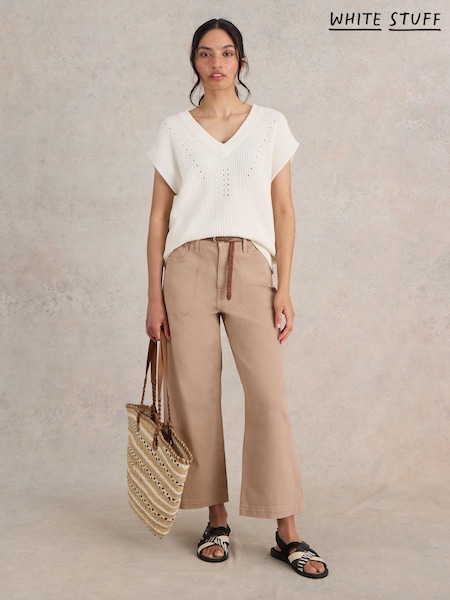 White Stuff Natural Tia Wide Leg Crop Jeans (E69983) | £59