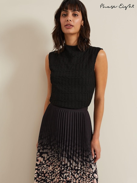 Phase Eight Black Haylee Sleeveless Texture Top (E70120) | £49
