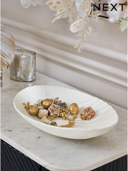White Large Pleated Bowl (E70160) | £22