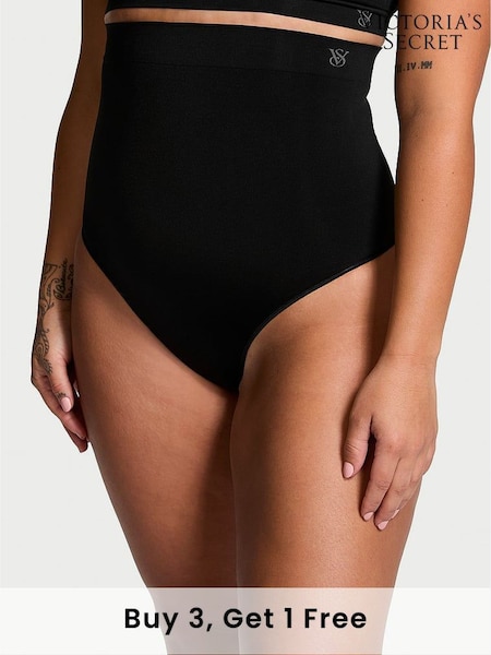 Victoria's Secret Black Thong Seamless Shaping High Waist Knickers (E70361) | £25