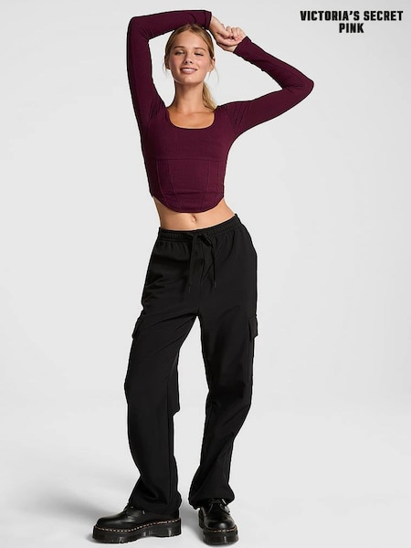 Victoria's Secret PINK Black Fleece Cargo Trousers (E70384) | £59 - £60