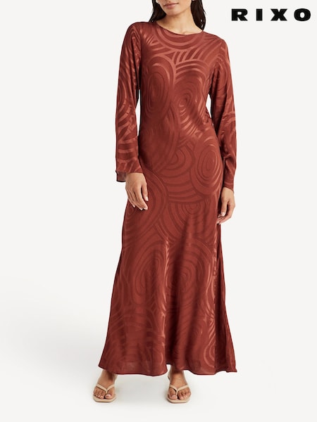 Rixo Red Alondra Whirlpool Jacquard Print Maxi Dress (E70412) | £120