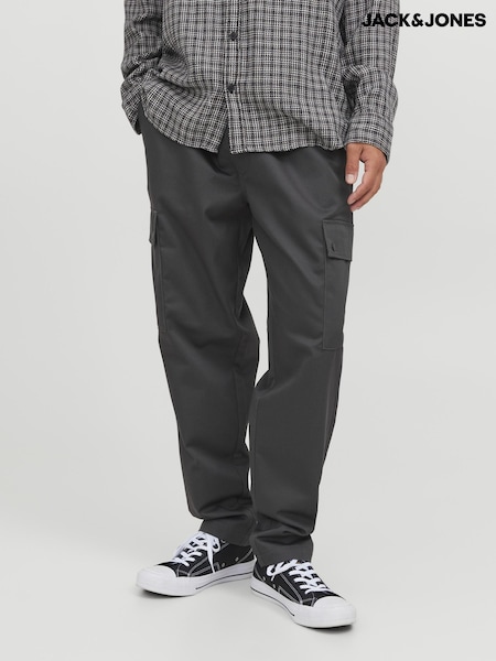 JACK & JONES Grey Wide Tapered Cargo Trousers (E70758) | £28