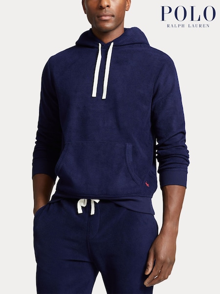 Polo Ralph Lauren Navy Blue Brushed Fleece Hoodie (E70768) | £100