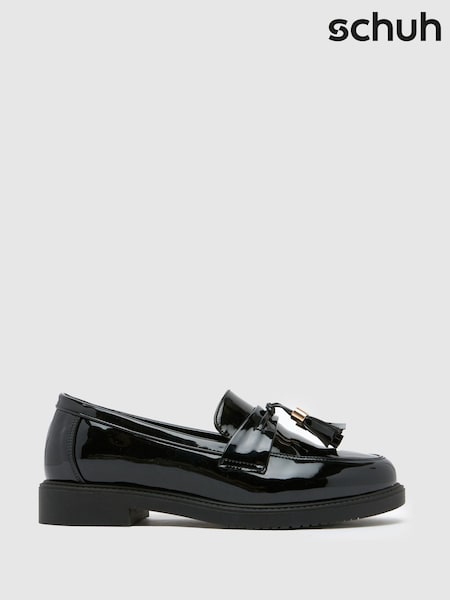 Schuh Lohan Patent Tassel Black Loafers (E70779) | £32