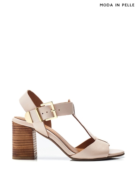 Moda in Pelle Natural Molliey T-Bar Stacked Block Sandals (E70906) | £79