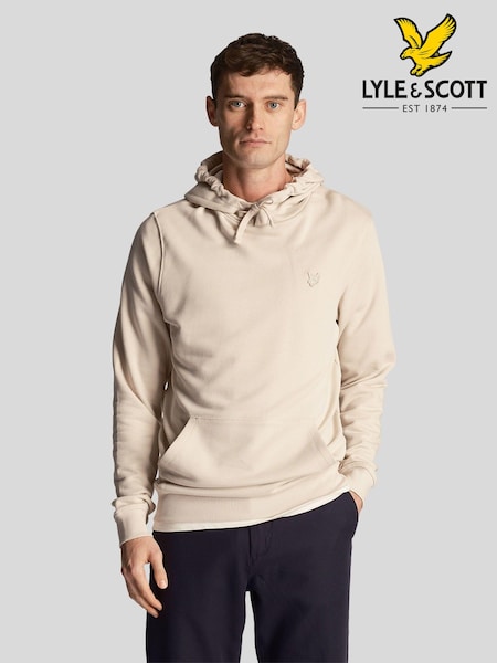 Lyle & Scott Cream Tonal Eagle Pullover 100% Cotton Hoodie (E70941) | £70
