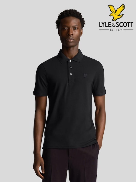 Lyle & Scott Black Tonal Eagle Polo Shirt (E70951) | £55