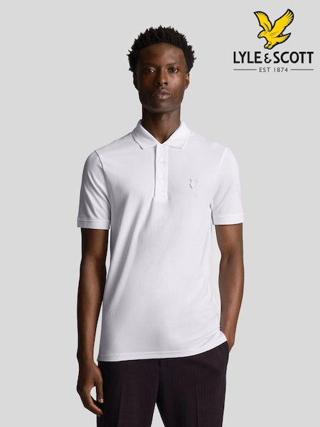 Lyle & Scott White Tonal Eagle Polo Shirt (E70957) | £55