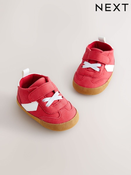 Red Baby Touch Fastening Elastic Lace Chevron Trainers (0-24mths) (E70986) | £7