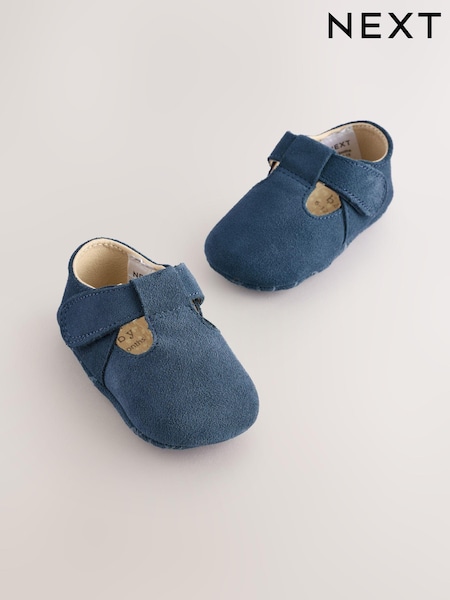 Navy Suede Baby Leather T-Bar Shoes (0-24mths) (E70989) | £12