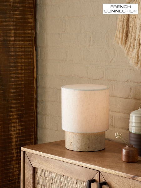 French Connection Natural Stone Cylinder Table Lamp (E71214) | £125