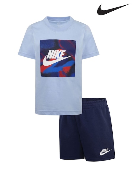 Nike Blue Little Kids Club Express T-Shirt and Shorts Set (E71319) | £35