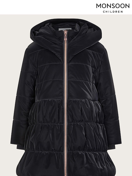 Monsoon Black Supersoft Tiered Coat (E71398) | £65 - £75