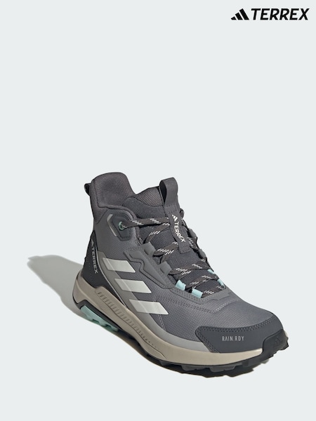 Grey - Adidas Terrex Anylander Mid Rain.rdy Hiking Shoes