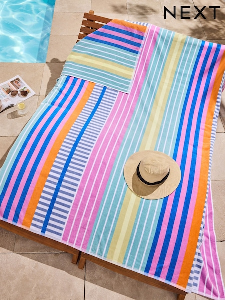 Multi 100% Cotton Double Sun Bed XXL Beach Towel (E71478) | £40