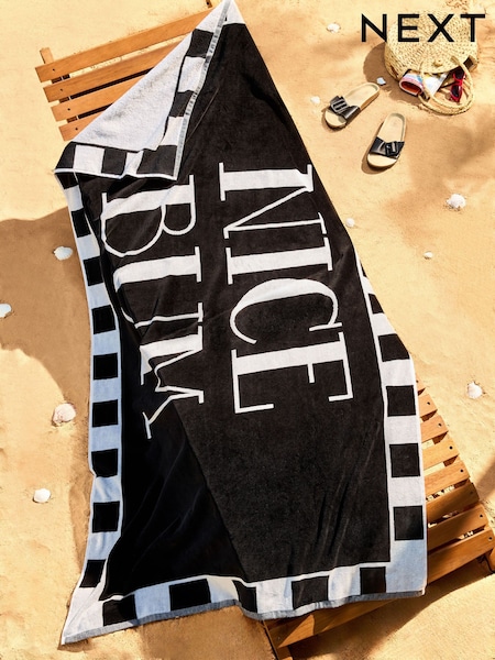Monochrome Slogan XL 100% Cotton Beach Towel (E71479) | £20