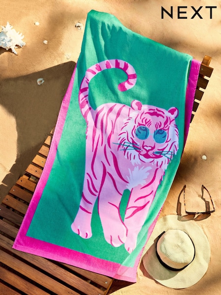 Green Tiger 100% Cotton Beach Towel (E71480) | £14