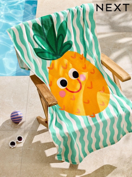 Green Pineapple Kids 100% Cotton Beach Towel (E71487) | £14
