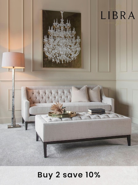 Libra Ivory Theodore Buttoned XL Ottoman (E71506) | £650