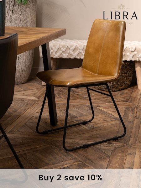 Libra Set of 2 Brown Robinson Leather Dining Chairs (E71511) | £500