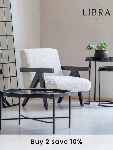 Libra Ivory San Diego Wooden Frame Boucle Armchair (E71512) | £700