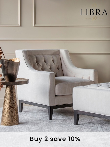 Libra Cream Theodore Buttoned Armchair (E71514) | £900
