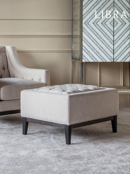 Libra Cream Theodore Buttoned Stool (E71515) | £450