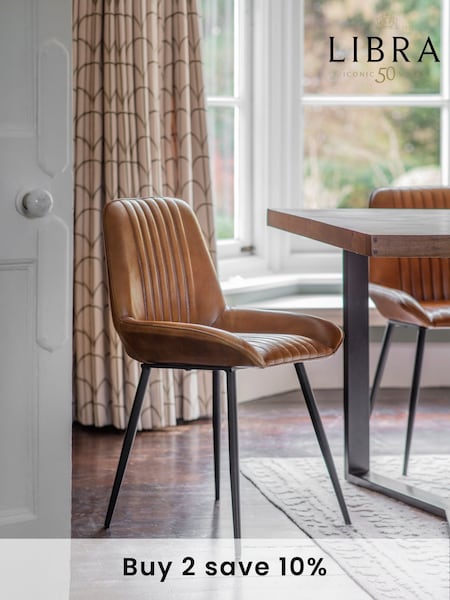 Libra Set of 2 Brown Pembroke Leather Dining Chairs (E71532) | £500