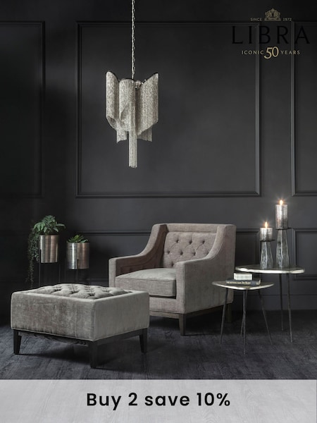 Libra Warm Grey Theodore Buttoned Armchair (E71536) | £900