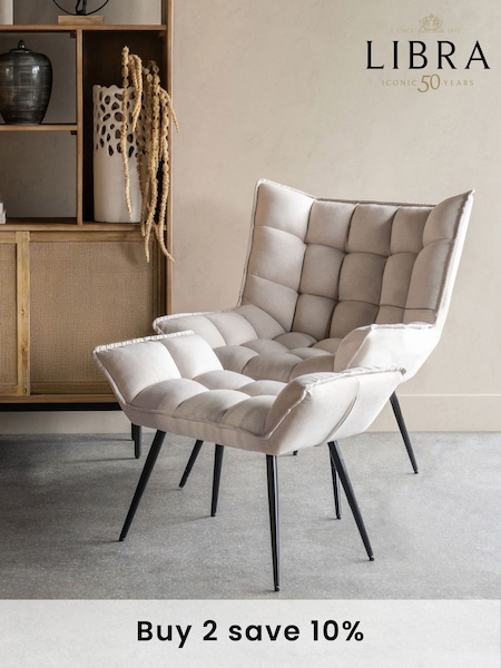Libra Cream Chrishall Occasional Chair with Footstool (E71539) | £900