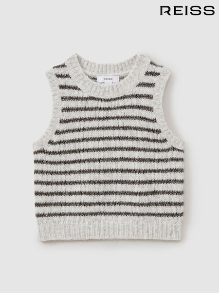 Reiss Grey Venus 13-14 yrs Alpaca Blend Striped Vest (E71551) | £43