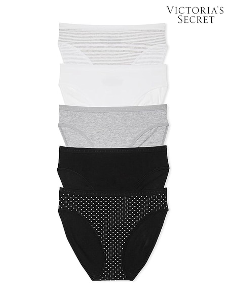 Victoria's Secret White/Grey/Black Brief 5 Pack Knickers (E72003) | £27