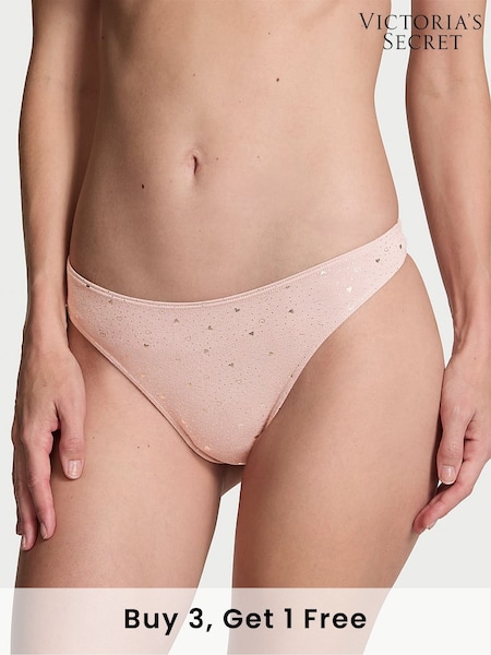 Victoria's Secret Foil Hearts Pink Thong Knickers (E72027) | £9