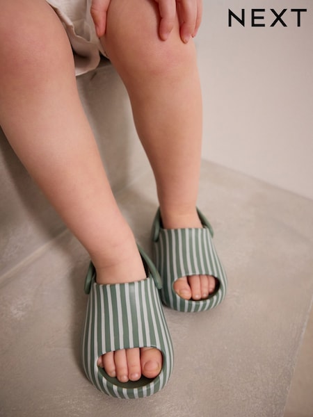 Sage Green Stripe Sliders with Backstrap (E72059) | £9 - £11